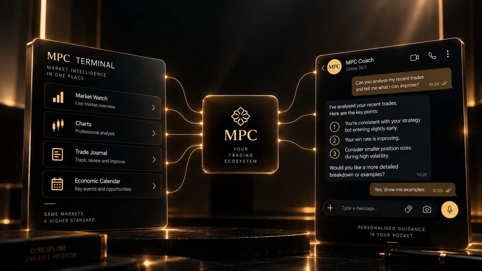 MPC Terminal and MPC Coach — market intelligence and AI coaching, your trading ecosystem in one place